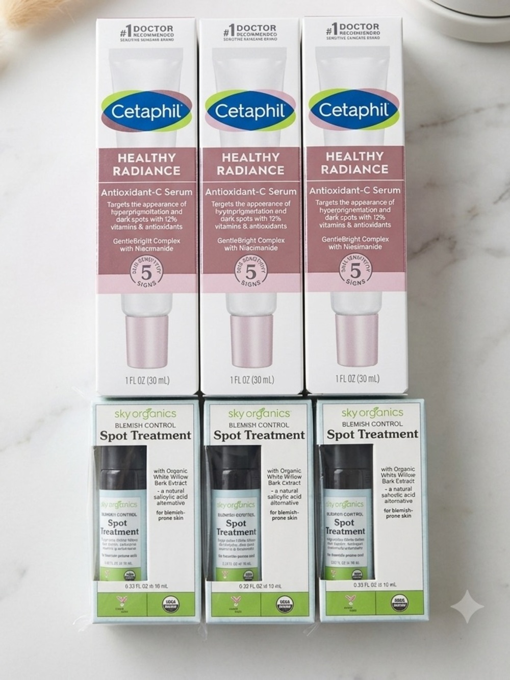 Reseller Bundle! 3 Cetaphil Healthy Radiance & 3 Sky Organic Spot Treatment